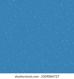 A sheet of blue paper, sprinkled with tiny white or black lint. Flecked background, small particles scattered on a flat surface. Abstract vector seamless.