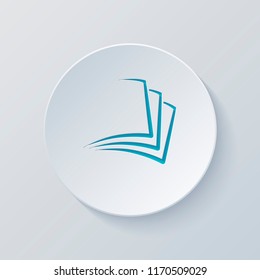 sheet of book, paper. Cut circle with gray and blue layers. Paper style