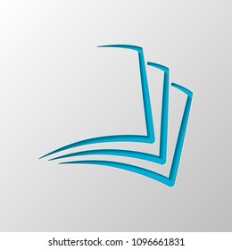 sheet of book, paper. Paper design. Cutted symbol with shadow