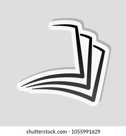 sheet of book, paper. Sticker style with white border and simple shadow on gray background