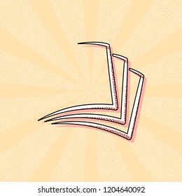 sheet of book, paper. Vintage retro typography with offset printing effect. Dots poster with comics pop art background