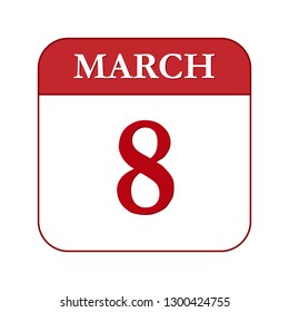 Sheet calendar with the date of March 8, International Women's Day