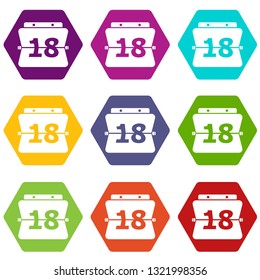 Sheet calendar icons 9 set coloful isolated on white for web