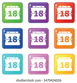 Sheet calendar icons set 9 color collection isolated on white for any design