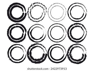 Sheet of circles icons made with ink stroke.