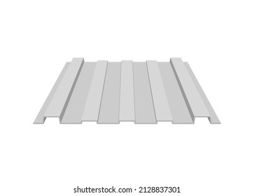 Sheet of corrugated tin in perspective view. Simple flat illustration.