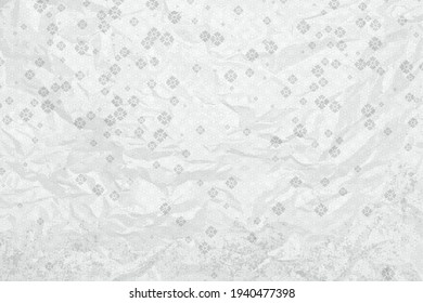 Sheet of crumpled white paper with Chinese ornament and flowers. Vector cartoon note papers illustration.