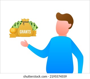 Sheet Document Grants Funding. Financing. Higher Education Programs. Vector Stock Illustration.