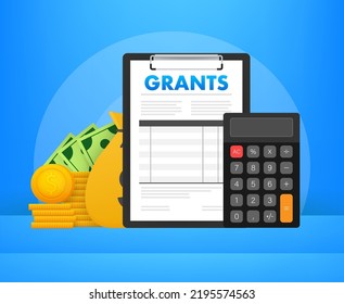 Sheet Document Grants Funding. Financing. Higher Education Programs. Vector Stock Illustration.