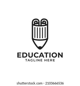 Sheet of Document Paper and Pencil Icon for Education Logo Design