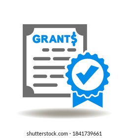 Sheet Document Seal Check Mark Grants Dollar Currency Icon Vector. Financial Certificate Sign. Approved Grant Symbol.