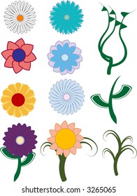 Sheet of eight different flowers with stems to mix and match and create your own patch.