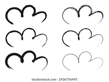 Sheet of explosion smoke brush stroke icons.