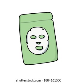 icono de doodle de máscara facial de hoja, ilustración vectorial