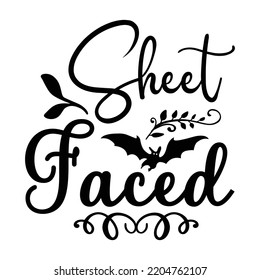 Sheet faced Happy Halloween shirt print template, Pumpkin Fall Witches Halloween Costume shirt design