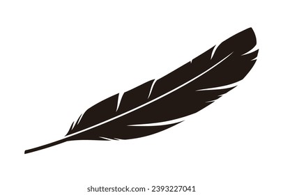 A sheet of feathers in silhouette, vector illustration isolated, eps