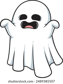 Sheet ghost scaring vector illustration
