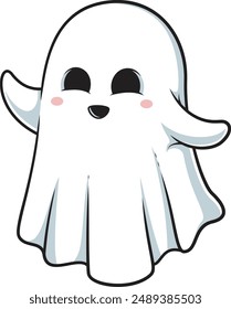 Sheet ghost waving vector illustration
