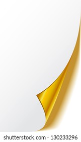 Sheet of golden paper with a curl