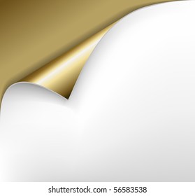 Sheet of golden paper with a curl