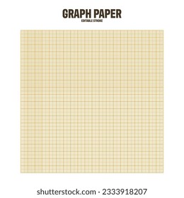 Sheet of graph paper with grid. Millimeter paper texture, geometric pattern. Orange lined blank for drawing, studying, technical engineering or scale measurement. Vector illustration