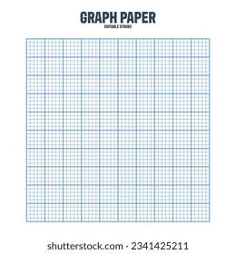 Sheet of graph paper with grid. Millimeter paper texture, geometric pattern. Blue lined blank for drawing, studying, technical engineering or scale measurement. Vector illustration