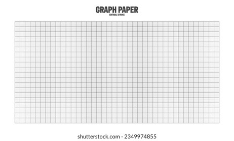 Sheet of graph paper with grid. Millimeter paper texture, geometric pattern. Gray lined blank for drawing, studying, technical engineering or scale measurement. Vector illustration