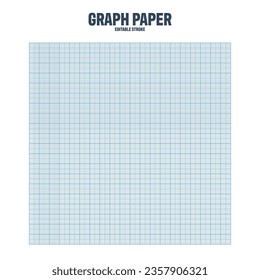 Sheet of graph paper with grid. Millimeter paper texture, geometric pattern. Blue lined blank for drawing, studying, technical engineering or scale measurement. Vector illustration