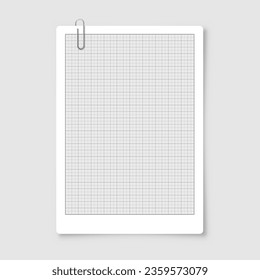 Sheet of graph paper with grid. Millimeter paper texture, geometric pattern. Gray lined blank for drawing, studying, technical engineering or scale measurement. Vector illustration