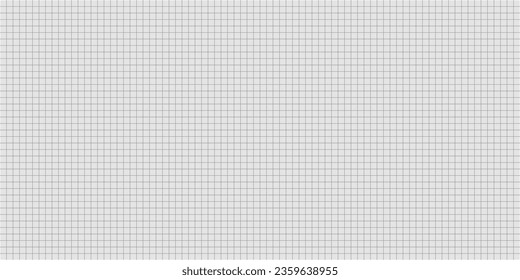 Sheet of graph paper with grid. Millimeter paper texture, geometric pattern. Gray lined blank for drawing, studying, technical engineering or scale measurement. Vector illustration