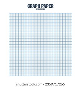 Sheet of graph paper with grid. Millimeter paper texture, geometric pattern. Blue lined blank for drawing, studying, technical engineering or scale measurement. Vector illustration