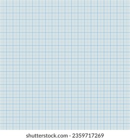 Sheet of graph paper with grid. Millimeter paper texture, geometric pattern. Blue lined blank for drawing, studying, technical engineering or scale measurement. Vector illustration