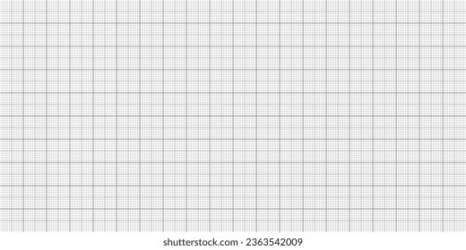 Sheet of graph paper with grid. Millimeter paper texture, geometric pattern. Gray lined blank for drawing, studying, technical engineering or scale measurement. Vector illustration