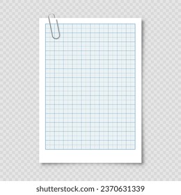 Sheet of graph paper with grid. Millimeter paper texture, geometric pattern. Blue lined blank for drawing, studying, technical engineering or scale measurement. Vector illustration