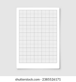 Blatt Papier mit Gitter. Millimeter Papierstruktur, geometrisches Muster. Grau ausgekleidete Blindfarben für Zeichnung, Studium, Technik oder Maßmessung. Vektorgrafik