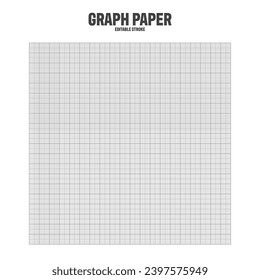 Sheet of graph paper with grid. Millimeter paper texture, geometric pattern. Gray lined blank for drawing, studying, technical engineering or scale measurement. Vector illustration