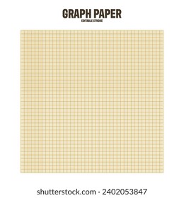 Sheet of graph paper with grid. Millimeter paper texture, geometric pattern. Orange lined blank for drawing, studying, technical engineering or scale measurement. Vector illustration