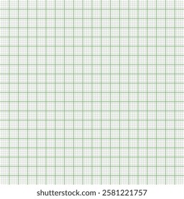 Sheet of graph paper with grid. Millimeter paper texture, geometric pattern. Green lined blank for drawing, studying, technical engineering or scale measurement. Vector illustration