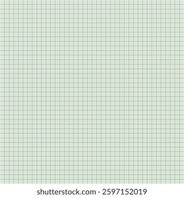 Sheet of graph paper with grid. Millimeter paper texture, geometric pattern. Green lined blank for drawing, studying, technical engineering or scale measurement. Vector illustration