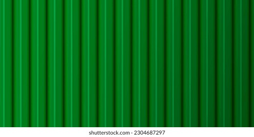 A sheet of green corrugated board. Galvanized iron for fences, walls, roofs. Realistic isolated vector illustration.