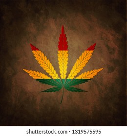 Sheet of hemp in flowers of a flag in style grunge.
