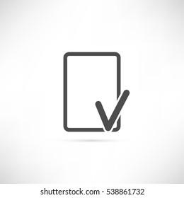 Sheet icon with check mark  in simple outline design. EPS10 vector illustration.
