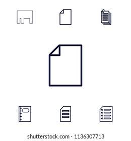 Sheet icon. collection of 7 sheet outline icons such as paper, notebook. editable sheet icons for web and mobile.