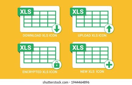  sheet icon with landscape design.vector of xls, xlsx, and spreadsheet icon.  spreadsheet icon with action button download, upload, encrypted, and new document.