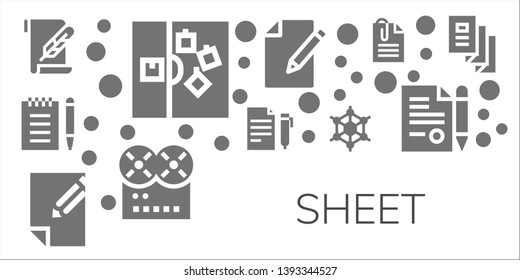 sheet icon set. 11 filled sheet icons.  Collection Of - Paper, Note, Notepad, Contract, Graphene, Music, Paperclip, Trifold