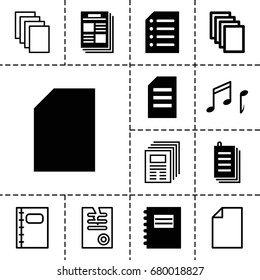 Sheet icon. set of 13 filled and outline sheet icons such as paper, note, newspaper, notebook