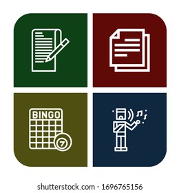 conjunto de iconos de hoja. Colección de papel, Nota, Bingo, Iconos musicales