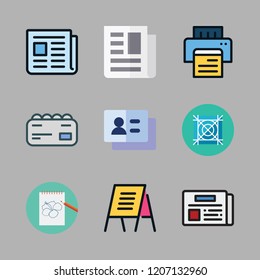 sheet icon set. vector set about text lines, newspaper, notebook and grid icons set.