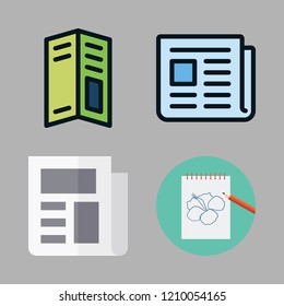 Sheet Icon Set. Vector Set About Newspaper, Notebook, Pamphlet And Text Lines Icons Set.