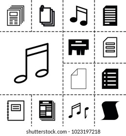 Sheet icons. set of 13 editable filled and outline sheet icons such as ad, newspaper, paper, note, notepad